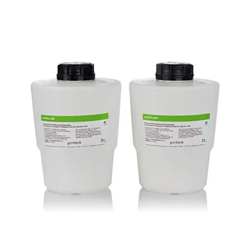 Produktbild: GRÜNBECK - Mineralstofflösung exaliQ safe | Korrosionsschutz ideal für Wässer im Bereich weich bis mittel (bis 14 °dH). Temperaturen bis 60 °C, Reichweite 30 m³ | Inhalt: 2 x 3 Liter