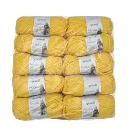 Produktbild: Gründl Alaska uni (Strick- und Häkelgarn mit wollartigem Charakter aus 80% Polyacryl und 20% Wolle, 100 g / 75 m, Nadelstärke: 10-12, 10 x 100 g), gelb