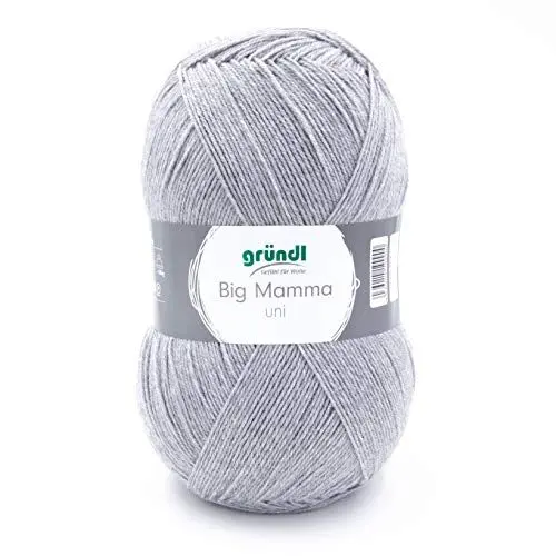 Produktbild: Gründl Wolle Big Mamma Uni - 1 Knäuel 400 g / 1040 m - Strickgarn - Häkelgarn - 100% Polyacryl - Weich & Pflegeleicht - Nadelstärke 3,5-4,5 - mittelgrau