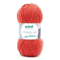 Produktbild: Gründl Happy uni (Strick- und Häkelgarn mit wollartigem Charakter aus 100% Polyacryl, Anti-Pilling, 100 g / 250 m, Nadelstärke: 4-5, 1 x 100 g), Orange