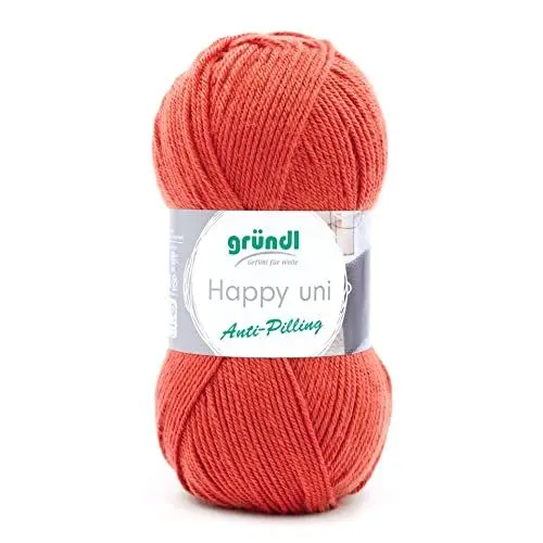 Produktbild: Gründl Happy uni (Strick- und Häkelgarn mit wollartigem Charakter aus 100% Polyacryl, Anti-Pilling, 100 g / 250 m, Nadelstärke: 4-5, 1 x 100 g), Orange