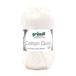 Produktbild: Gründl Wolle Cotton Quick uni Garn zum Stricken & Häkeln aus 100% Baumwolle, 1 Knäuel 50 g / 125 m, Häkelgarn/Strickgarn, Wollweiß