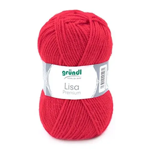 Produktbild: Gründl Wolle Lisa Premium Uni Strick-& Häkelgarn, 100% Polyacryl, Signalrot, 1 x 50g, 50