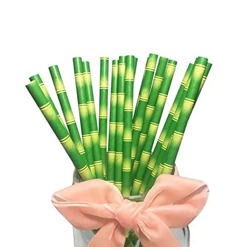 Produktbild: Grüne Bambus Papier Straws, 100 Stück Biologisch Abbaubar Green Bamboo Trinkhalme Einweg Strohhalme für Party, Hochzeiten und Anlässe