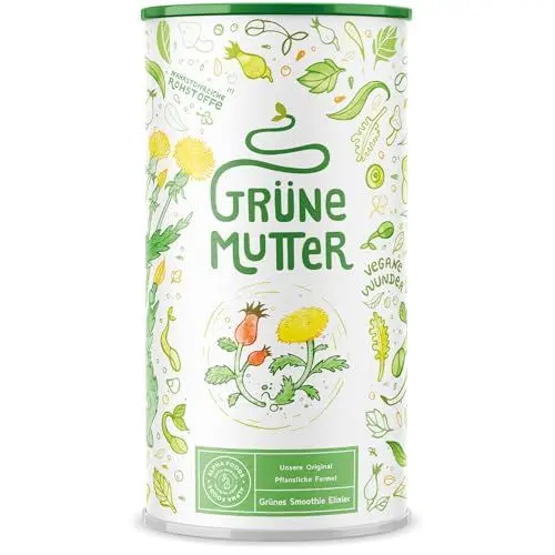 Produktbild: Grüne Mutter - Das Original - Greens Pulver - Coenzym Q10, Weizengras, Brennnessel, Mariendistel, Braunalge, Alfalfa, OPC und mehr - Smoothie Shake - 600g Pulver