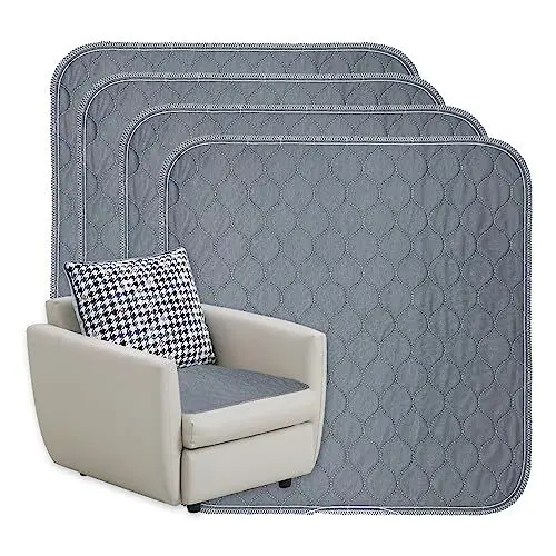 Produktbild: GRUENERDE 4er Set Waschbare Inkontinenz Sitzauflage wasserdichte Stuhlauflage Hochabsorbierende Langlebige Stuhlunterlage für Sessel Stühle Rollstuhl 54x56cm Grau