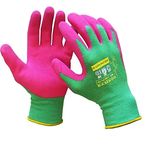 Produktbild: GRÜNTEK Bambus-Gartenhandschuhe – Atmungsaktive, flexible Schutzhandschuhe für Gartenbau, Handwerk und Mehrzweck-Einsatz mit Thermoschutz und rutschfestem Griff, nachhaltig