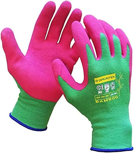 Produktbild: GRÜNTEK Bambus-Gartenhandschuhe – Atmungsaktive, flexible Schutzhandschuhe für Gartenbau, Handwerk und Mehrzweck-Einsatz mit Thermoschutz und rutschfestem Griff, nachhaltig