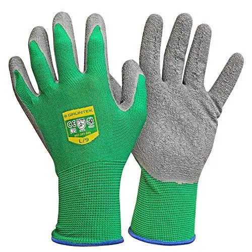 Produktbild: GRÜNTEK 5 Paar Gartenhandschuhe mit Latex-Beschichtung, Garten- und Bauhandschuhe, Arbeitshandschuhe geeignet für den privaten und gewerblichen Gebrauch (L/9)