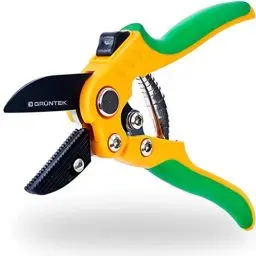 Produktbild: GRÜNTEK Amboss Gartenschere STAR 220 mm, bis Ø 20 mm, ergonomische Soft-Touch Griffe für Links- und Rechtshänder, obere Klinge SK5, Teflon-beschichtet, Einhand-Schnellverschluss