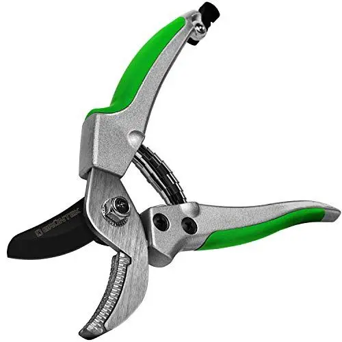 Produktbild: GRÜNTEK Amboss Gartenschere TUKANE 195 mm, Schere mit Metall-Amboss, Klinge aus japanischem SK5 Stahl, Antihaftbeschichtet, Baumschere Amboß mit ergonomischen Soft-Touch-Griffen