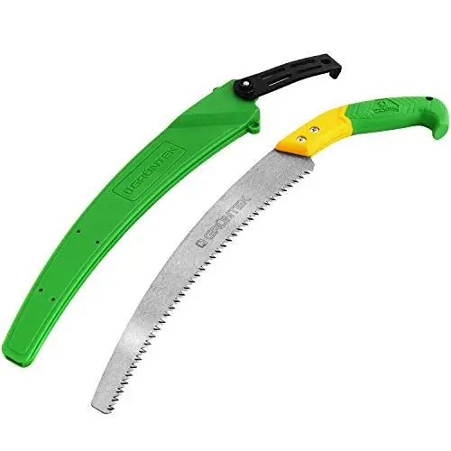 Produktbild: GRÜNTEK ORCA Gartensäge 300mm - Gebogene Astsäge mit 65Mn-Kohlenstoffstahl, 7 Zähnen/Zoll, Ergonomischem 2-Komponenten-Griff und ABS-Holster mit Gürtel-Schlaufe