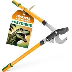 Produktbild: GRÜNTEK T-REX Bypass-Astschere mit 67mm SK5-Karbonstahlklingen, Antihaft-Beschichtung und 2-Gang-Getriebesystem – Präzisions-Garten-Schere für trockenes Holz, Heckenschere und Astschneider