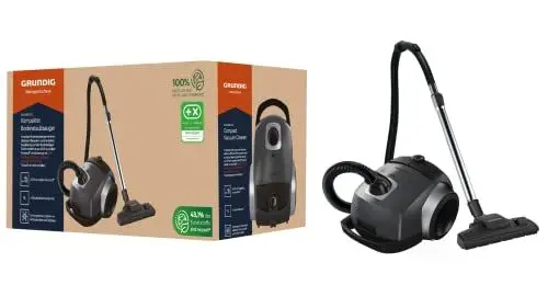 Produktbild: GRUNDIG GMS3960 VCC 6250 ECO, Bodenstaubsauger, Schwarz/Terrakotta, 800 W, 4 liters, 73 Dezibel