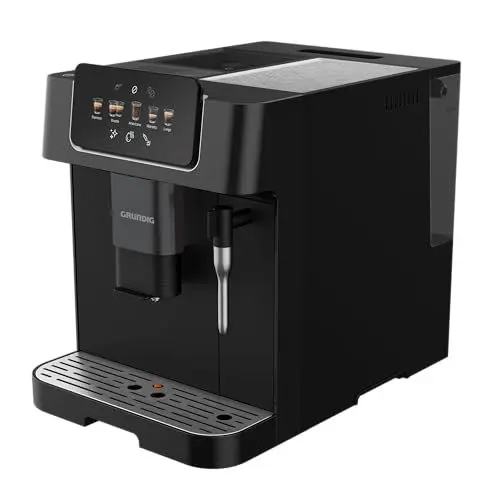 Produktbild: GRUNDIG KVA 6230 Kaffeevollautomat mit Milchaufschäumdüse, Edelstahlmahlwerk mit 13 Mahlgraden, 250 g Bohnenbehälter, 2 Liter abnehmbarer Wassertank, 19 Bar Pumpendruck, Touch-Display, Schwarz