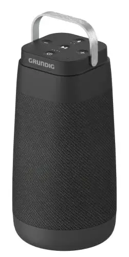 Produktbild: Grundig BT Speaker Connect 360, Bluetooth Lautsprecher, Musikbox, 360°-Sound, bis zu 30 m Reichweite, bis zu 20 Stunden Akkulaufzeit, LED-Batterieanzeige, Ladestation, Mikrofon, Schwarz