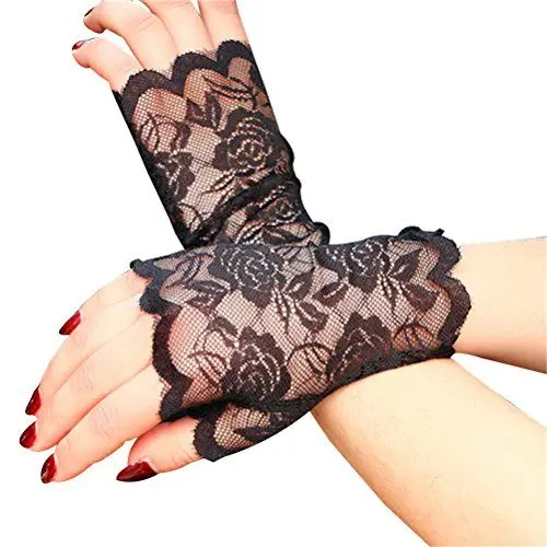 Produktbild: Grunge Clothes Hochzeitshandschuhe Spitzenhandschuhe Fingerlose Handschuhe Schutz Sonnenschutzhandschuhe Half Hand Kurze Handschuhe für Rave Outfit