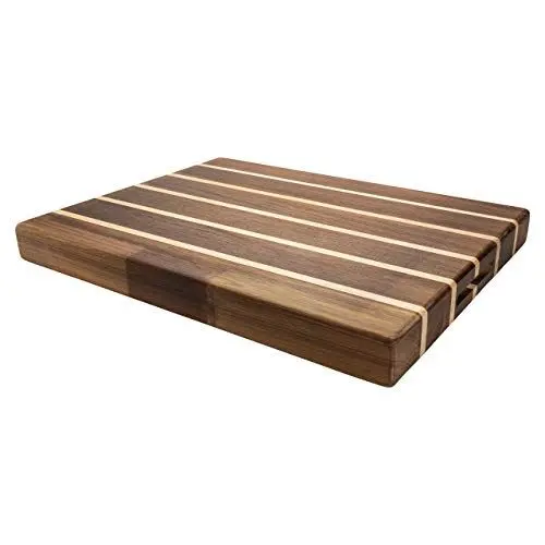 Produktbild: Grunwerg Rockingham Forest Multi-Holz Schneidebrett – Akazie, Verkohlte Akazie & Kautschukholz – Rechteckig, 45 x 35 x 4,5 cm, Extra-dick