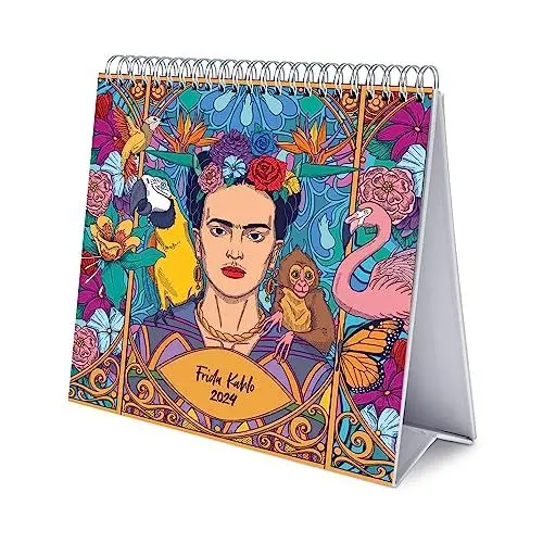 Produktbild: Grupo Erik Kalender 2024 Tischkalender Frida Kahlo Kalender 2024 Familienplaner Tischkalender 2024 zum Aufstellen 20 x 17 cm Jahreskalender 2024