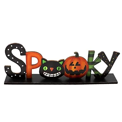 Produktbild: Gruselige Buchstaben Holzschild Halloween Tischdekoration Cartoon Kürbis für Hintergrund Bauernhaus Party Desktop Ornament Party Desktop Ornament