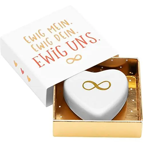 Produktbild: GRUSS & CO 47428 Porzellan-Herz Ewig, Geschenkbox Porzellanherz, Weiß, 4,5 cm