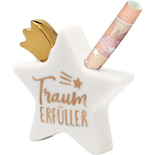 Produktbild: GRUSS & CO 49927Porzellan-Stern für Geldgeschenk Traumerfüller, Höhe 5,5 cm Porzellanfigur, Porzellan, Weiß