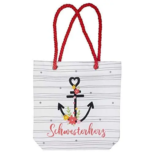 Produktbild: Gruss und Co 46486 Einkaufstasche Schwesterherz, Tasche mit roter Kordel