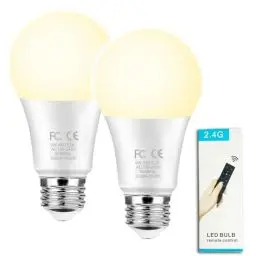 Produktbild: GRV 9W A60 Smart Glühbirne mit einer 2.4GHz Fernbedienung,Farbwechsel Led Glühbirne, dimmbare 3000K-6500K, 80W Glühlampe äquivalent, 830LM,E27 Basis, Home Decor,1 Fernbedienung und 2 Glühbirne