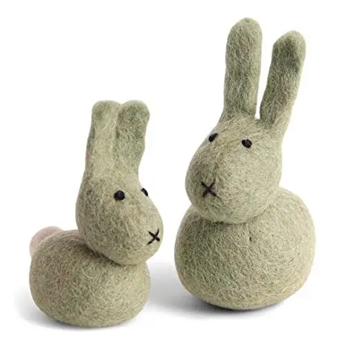 Produktbild: Gry & SIF Osterhasen Anhänger aus Filz, Handmade, Fairtrade, nachhaltige und natürliche Osterdeko aus 100% Schurwolle | Hasen Duo, Grün