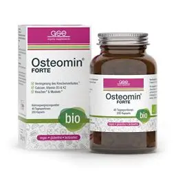 Produktbild: GSE Osteomin® FORTE Bio - Knochen Komplex mit Bio Calcium aus Algen - Calcium Hochdosiert mit 1665 mg pro Tag - Magnesium, Vitamin D3 und K2 - Made in Germany - Vegan, 200 Calcium Magnesium Kapseln