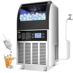 Produktbild: GSE Profi Eiswürfelmaschine 68 kg/24h - Industrieller Kompressor mit LED Display - Vollautomatischer Eiswürfelautomat aus Edelstahl für Restaurant, Bar, Café, Büro, Haushalt (70 Stück/Tag)