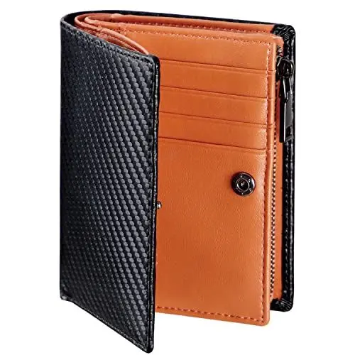 Produktbild: GSG Geldbörse Herren Echtem Leder RFID-Blockierung Geldbörsen mit Reißverschluss Münztasche und 14 Kreditkartenhalter Brieftasche mit Geschenkbox M22087