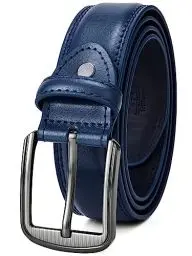 Produktbild: GSG SINCE 1998 Klassischer Ledergürtel für Herren - 37mm breit Gürtel Herren Leder Für Business und formelle Anlässe Gürtel für Männer Ledergürtel in Geschenkbox Navy blau 40-44 inch