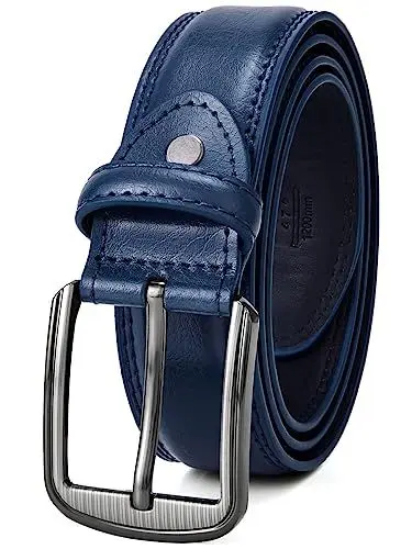Produktbild: GSG SINCE 1998 Klassischer Ledergürtel für Herren - 37mm breit Gürtel Herren Leder Für Business und formelle Anlässe Gürtel für Männer Ledergürtel in Geschenkbox Navy blau 40-44 inch