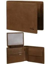 Produktbild: GSG Leder Geldbörse Herren mit RFID-Schutz Echtleder Portemonnaie mit Münzfächern Echtleder Portmonee Groß Geldbeutel 15 Fächer Brieftasche Wallet Geldbeutel für Männe Braun