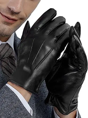 Produktbild: GSG SINCE 1998 Echtem Schaffell Lederhandschuhe Herren mit Futter Touchscreen Wolle Gefüttert Winter Handschuhe Schwarz M