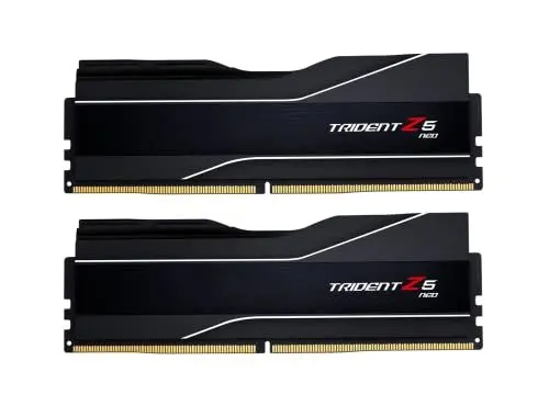 Produktbild: G.Skill Trident Z5 NEO Series 32GB (2 x 16GB) 288-Pin SDRAM DDR5 5600 (PC5-44800) CL30-36-36-89 1,25V Dual Channel Desktop Memory Modell F5-5600J3036D16D16D16 GX2-TZ5 N (Mattschwarz)