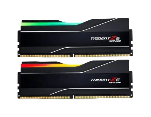 Produktbild: G.Skill Trident Z5 NEO RGB Series 32GB (2X 16GB) 288-Pin SDRAM DDR5 6000 (PC5-48000) CL32-38-38-96 1,35V Dual Channel Desktop Arbeitsspeicher Modell F5-6000J3238F1 6GX2-TZ. 5NR (Mattschwarz)