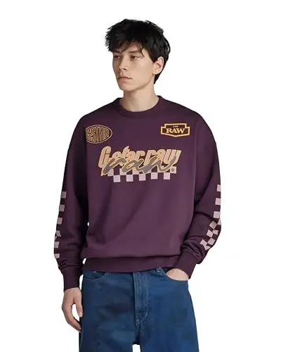 Produktbild: G-Star RAW Herren Moto Sport Graphic Loose Sweatshirt, Purpur (lt Maze D23895-B782-8880), XL