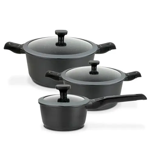 Produktbild: GSW 167772 Kochtopf-Set Easy Click 6-tlg, Aluminium, Kunststoff, Glas, Silikon, schwarz