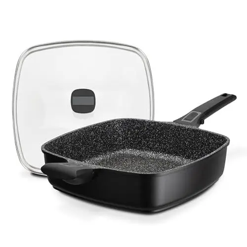 Produktbild: GSW 168427 Brat- und Servierpfanne EASY CLICK Quadura mit Glasdeckel und Gegengriff, Aluminium, schwarz - 24 x 24 cm