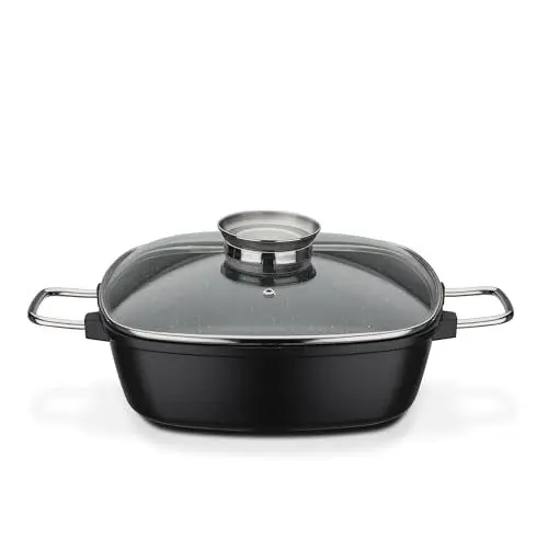 Produktbild: GSW 414579 Viereckbräter Gourmet Granit, Aluminium, schwarz - 28 x 28 x 8,5 cm