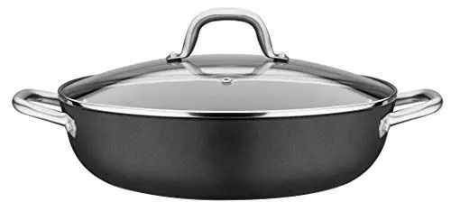 Produktbild: GSW 716499 Servierpfanne Robusta 30cm mit Glasdeckel, Gusseisen, Edelstahl rostfrei, 4.5 liters, schwarz