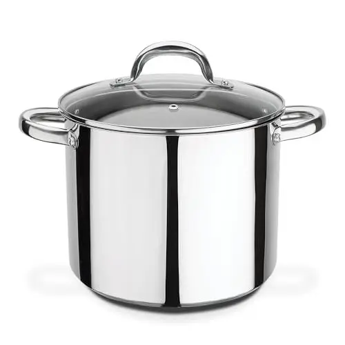 Produktbild: GSW ‎990264 Montreal – hochwertiger Gemüse-Kochtopf mit Deckel, sichere Kaltmetallgriffe, Topf auch für Induktion und Backofen geeignet – Edelstahl, ⌀24 cm, Silber / Durchsichtig