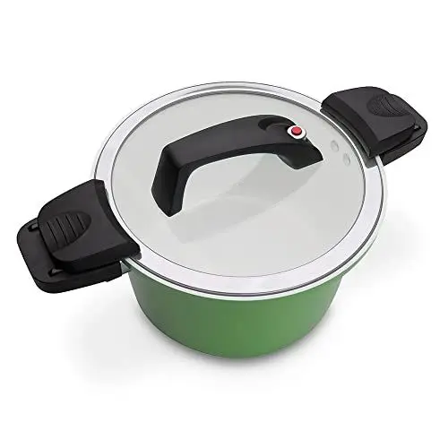 Produktbild: GSW Ceramica Energiespartopf — hochwertiger Kochtopf mit Deckel, ideal für energiesparendes Kochen, keramische Antihaftbeschichtung — Grün, Aluminium, 24 cm, 6 Liter
