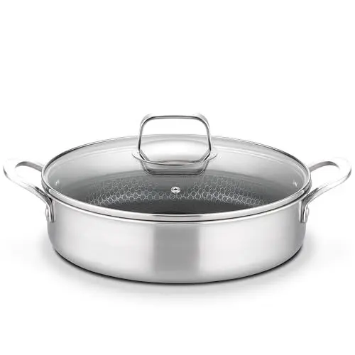 Produktbild: GSW Servierpfanne Innoxa Black, Pfanne mit Deckel aus Glas, Edelstahlpfanne, Wabenpfanne mit kratzfester Antihaftbeschichtung, Bratpfanne Induktion, 28 cm