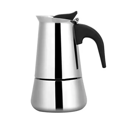 Produktbild: HAOHIZE Kaffeekanne, Mokka Espresso Latte Perkolator Herd Kaffeemaschine Topf Perkolator Drink Too Tragbare Edelstahl Kaffeekanne Espressokocher Mokkakanne (100 ml)