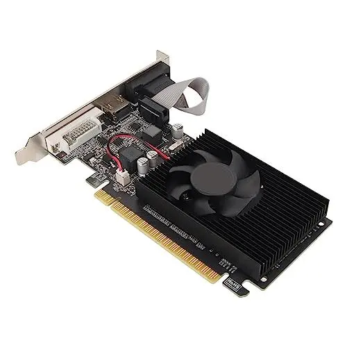 Produktbild: Dpofirs GT 610 Grafikkarte, 1 GB DDR3 64 Bit, DVI, VGA, HDMI, PCI Express 2.0 X 16, Desktop-Grafikkarte für PC, Lüfter, Desktop-Grafikkarte für Büro und Zuhause