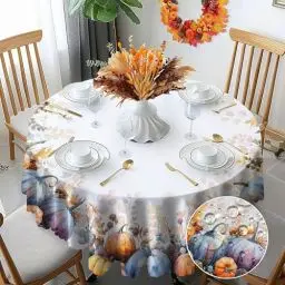 Produktbild: GthreeD Herbst Tischdecke Kürbis Rund 150 Herbstblätter Sonnenblumen Tischdecke Abwaschbar Tischdecken Herbst Dekoration Tischdecke Geeignet für Erntedankfest Herbst Deko Innen Outdoor