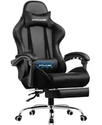 Produktbild: GTPLAYER Bürostuhl Gaming Stuhl Massage Chefsessel Ergonomischer Gamer Stuhl mit Fußstütze, Kopfstütze Massage-Lendenkissen, Gepolstert Gaming Chair, Drehsessel Schwarz